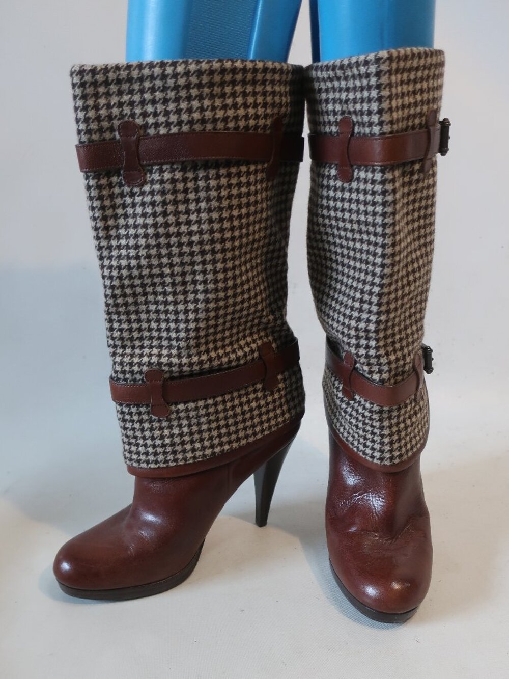Womens Cole Haan x Nike Air Kennedy Brown Houndstooth Wool Leather Boots 9.5​ - Picture 2 of 13